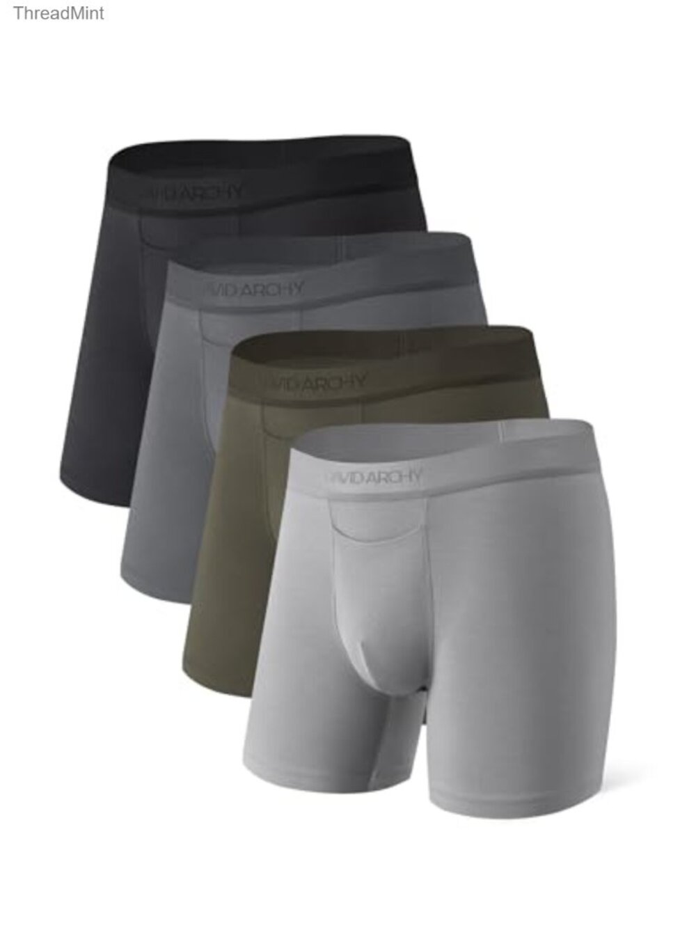 Men's Modal Boxer Briefs 4 Pack Horizontal Fly 6.5 Inseam No Ride Up Underwear